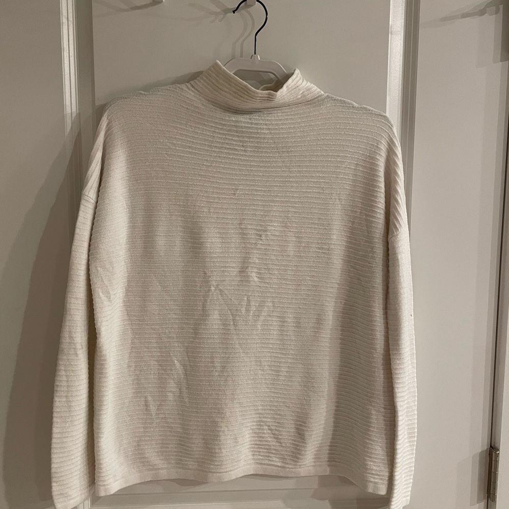 French Connection ribbed white mock-neck, size XS
